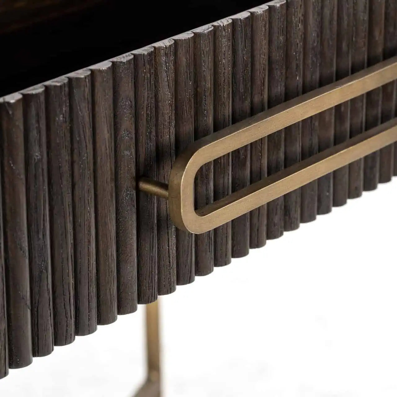 Lulu Console Table In brown & Brushed Gold-Renaissance Design Studio