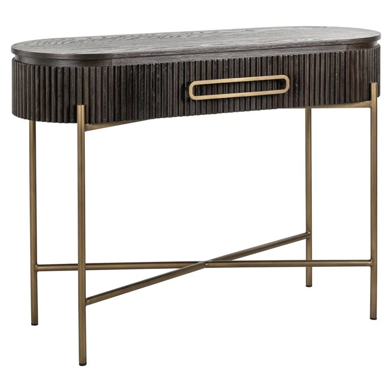 Lulu Console Table In brown & Brushed Gold-Renaissance Design Studio