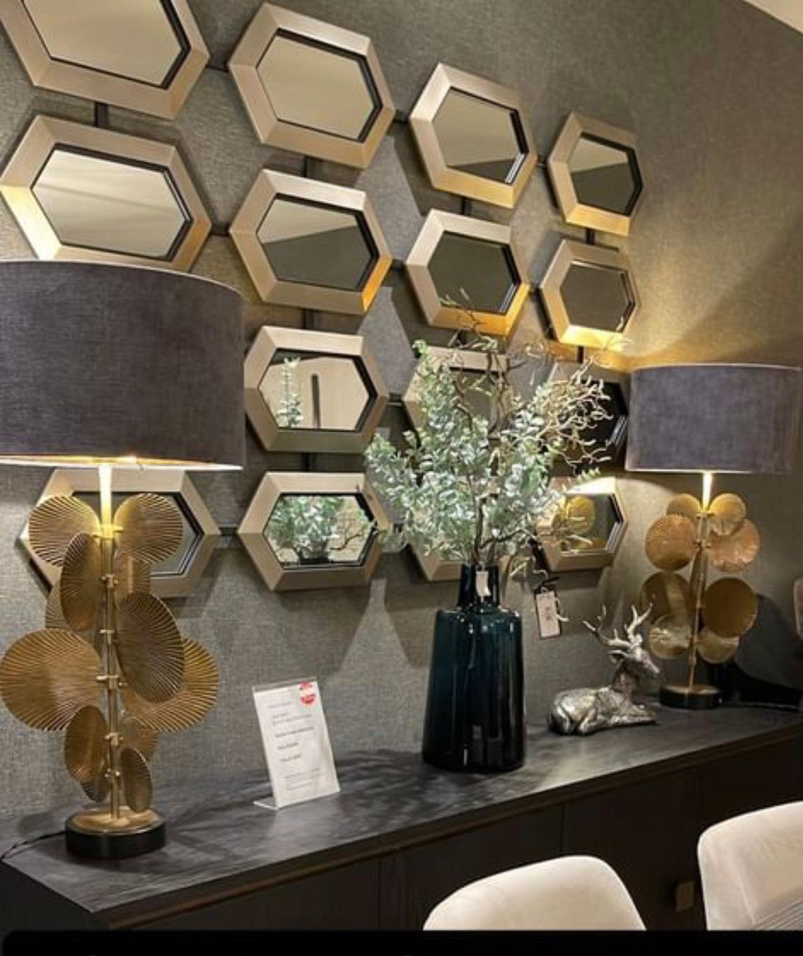 Luvelle Leaf Section Gold Designer Mirror By RV ASTLEY-Renaissance Design Studio