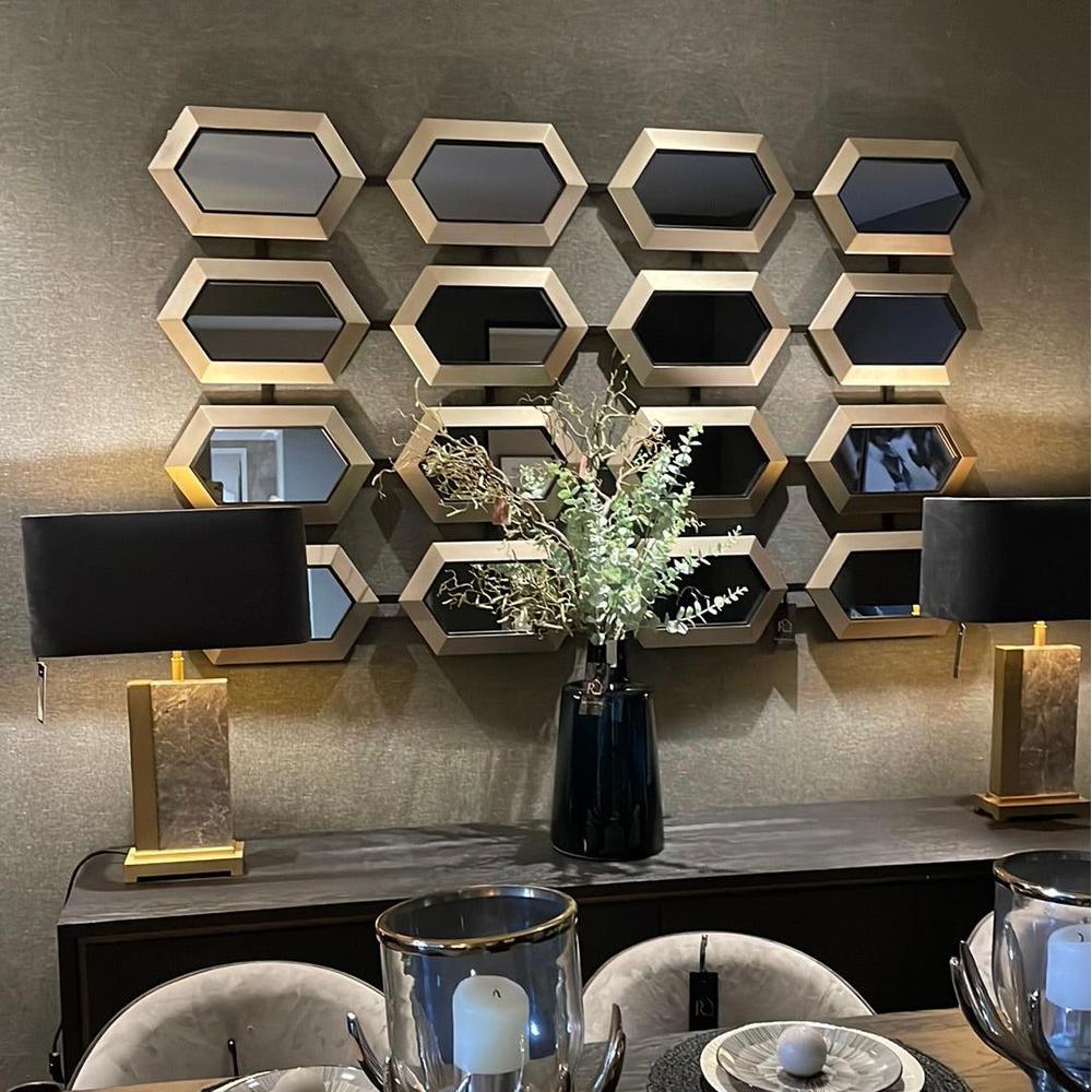 Luvelle Leaf Section Gold Designer Mirror By RV ASTLEY-Renaissance Design Studio