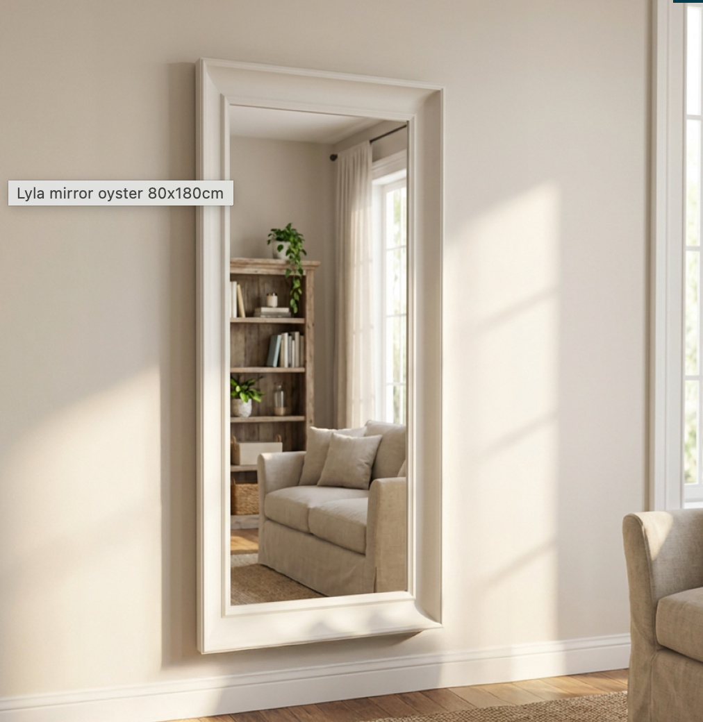 Lydia large mirror in taupe. 180 cm-Renaissance Design Studio