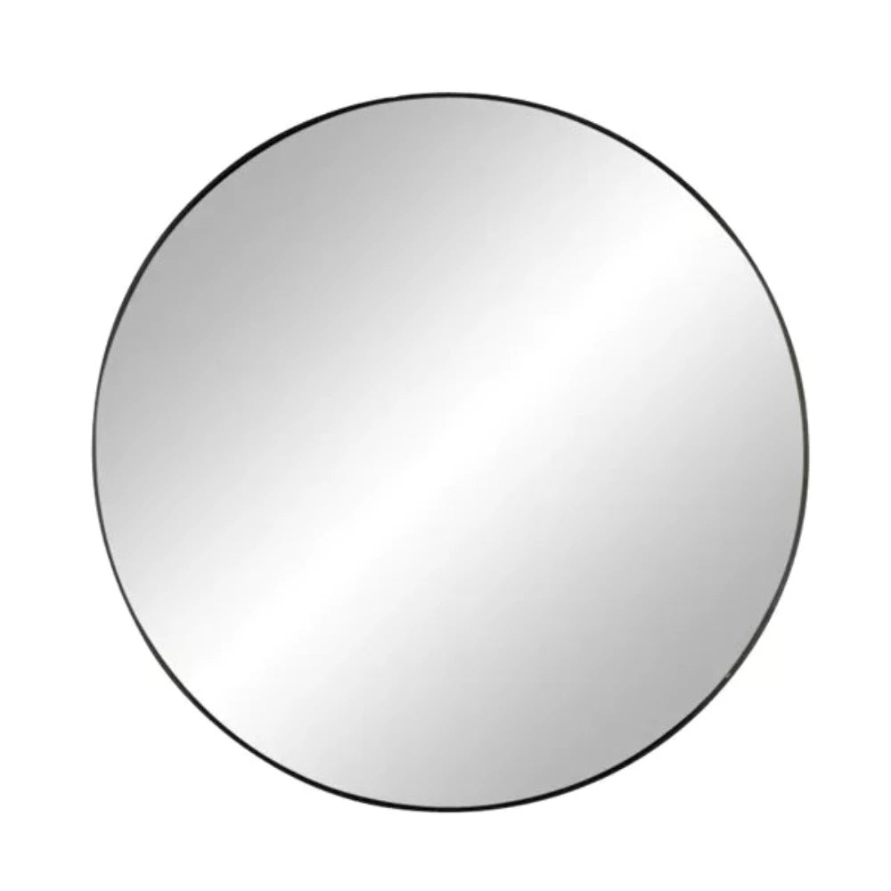 Manhattan Palace Round Minimalist Round Mirror With Slim Frame In Black-Renaissance Design Studio