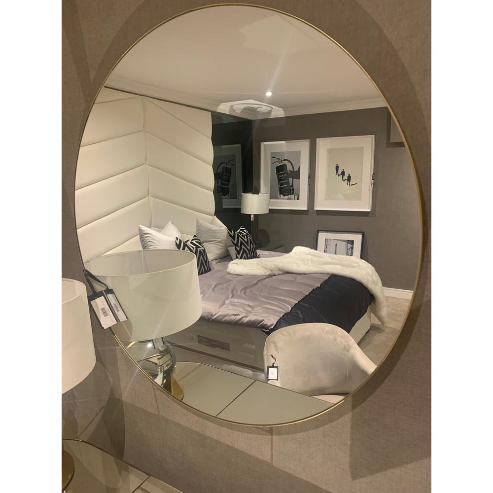 Manhattan Palace Round Minimalist Round Mirror With Slim Frame In Gold-Renaissance Design Studio