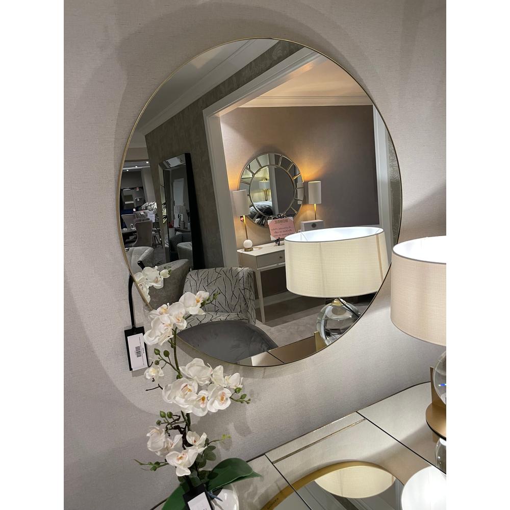 Manhattan Palace Round Minimalist Round Mirror With Slim Frame In Gold-Renaissance Design Studio