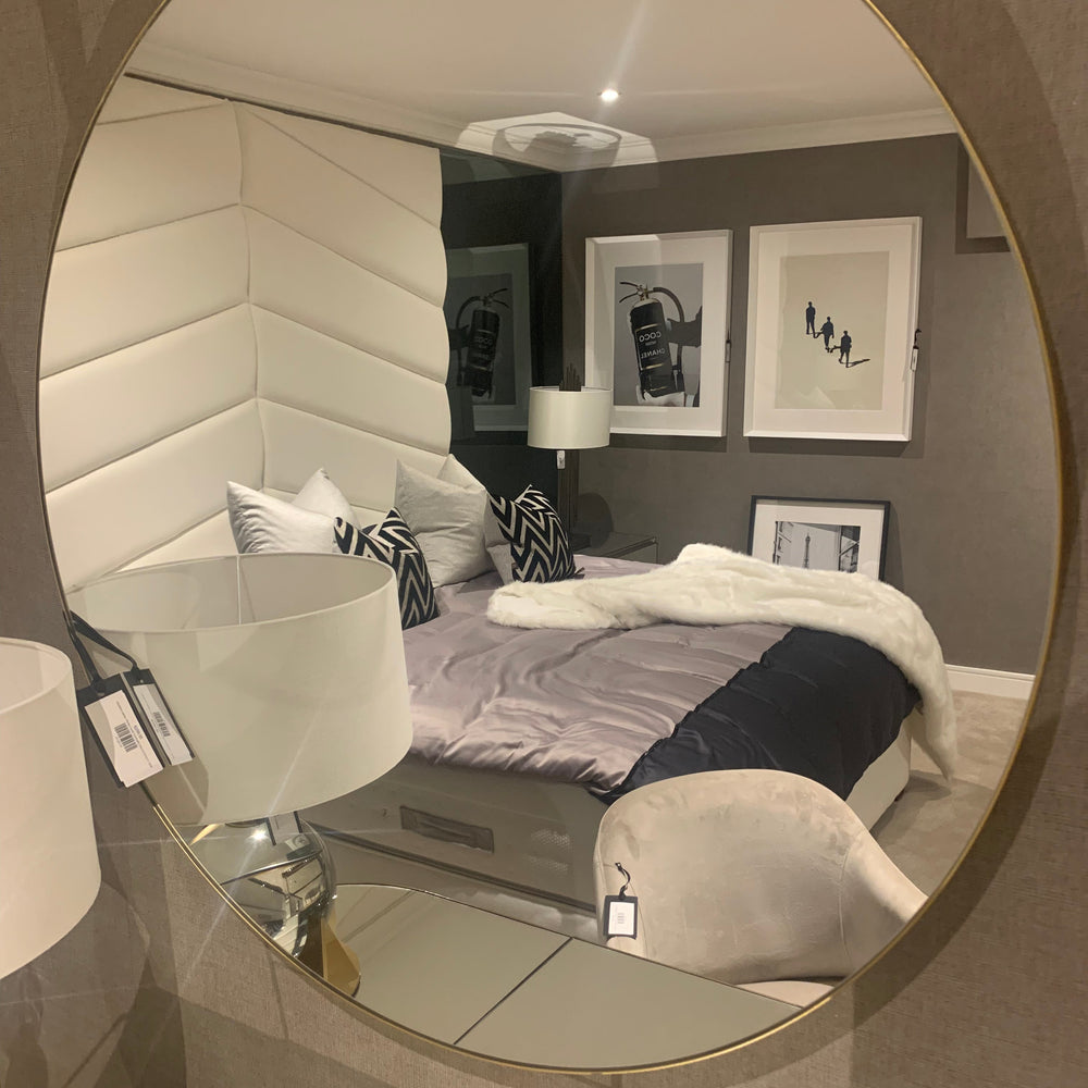 Manhattan  palace round minimalist Round Mirror  with slim frame in Gold reduced price