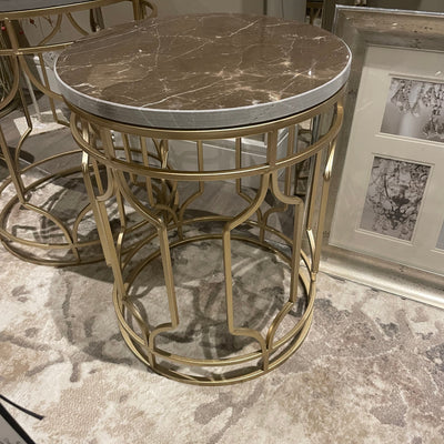 Marble  side tables with gold base sold each