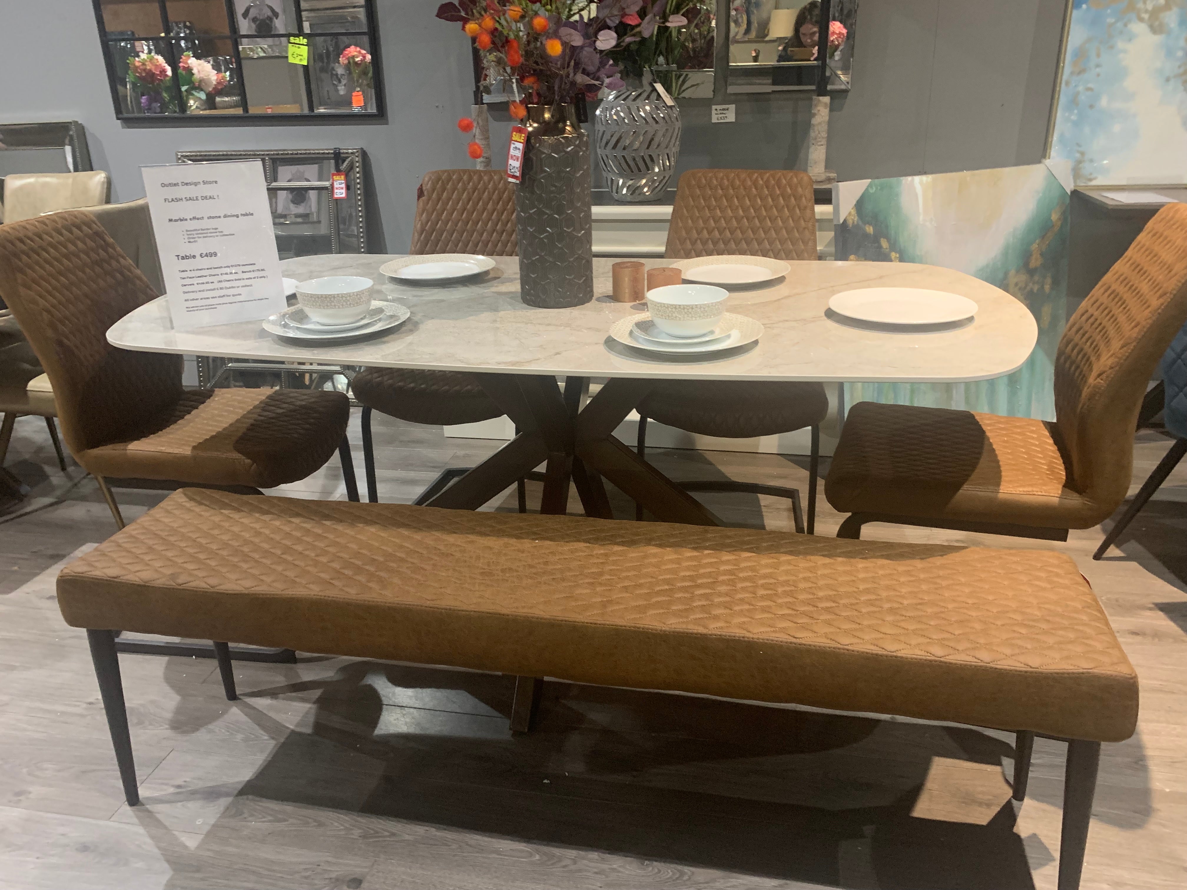 Marin dining table w marble effect top 180 cm and spider leg-Renaissance Design Studio