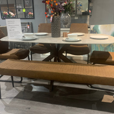 Marin dining table w marble effect top 180 cm and spider leg