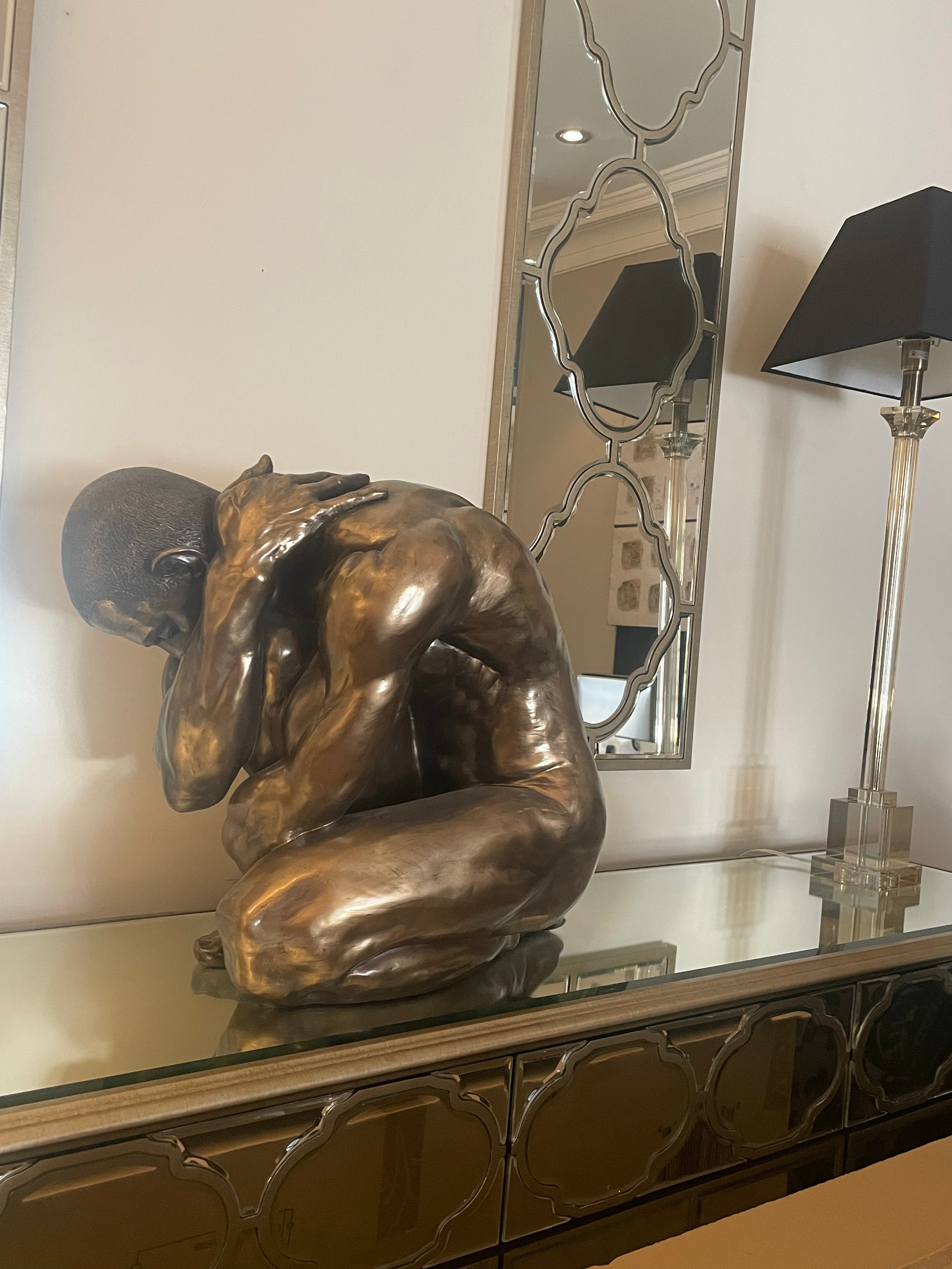 Marrakech stunning large mirror with antiqued glass panels and brass inlay 150 x 60 cm reduced-Renaissance Design Studio