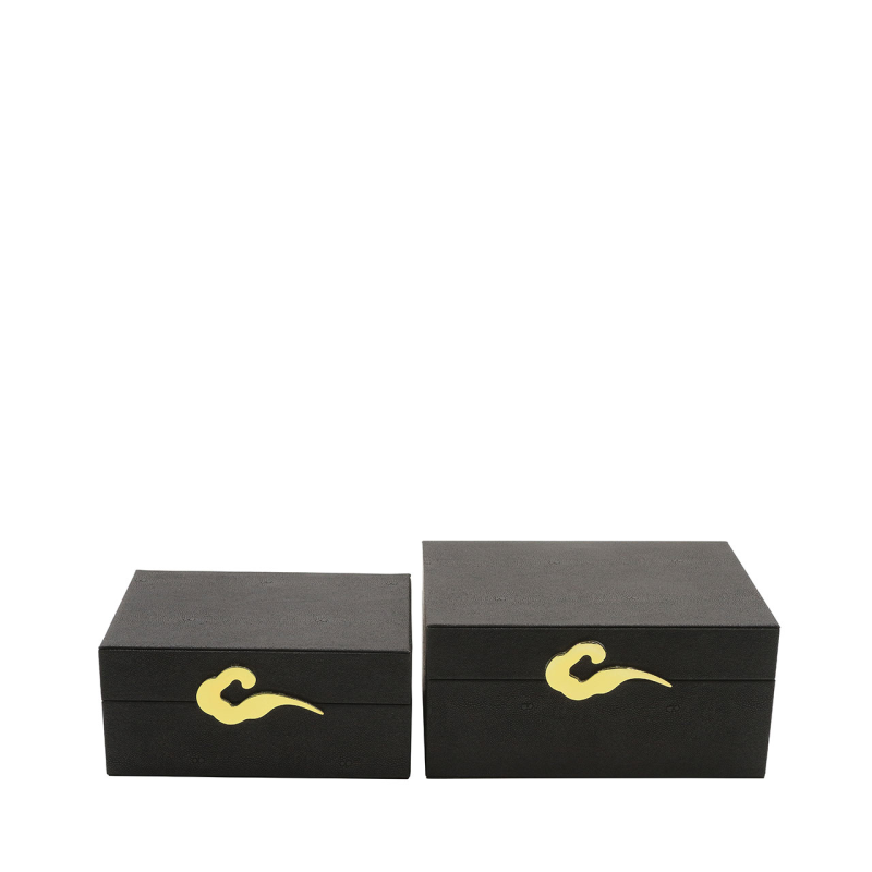 Matte Black jewellery box with gold catch-Renaissance Design Studio