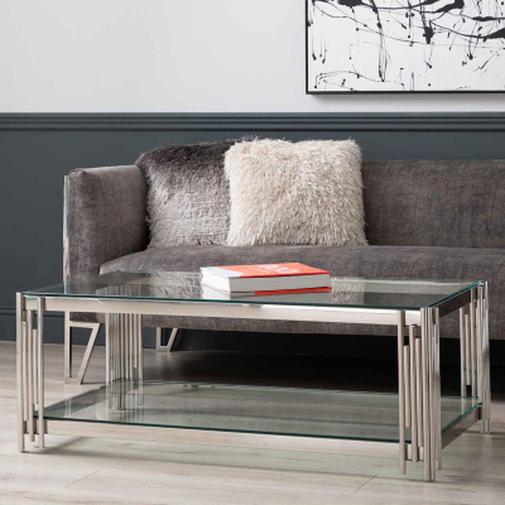 Medina Cohen Coffee Table chrome and glass last one reduced almost half price-Renaissance Design Studio
