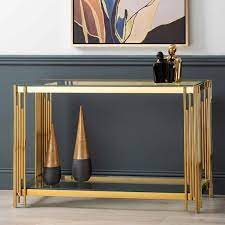 Medina tubular console table gold or chrome  reduced