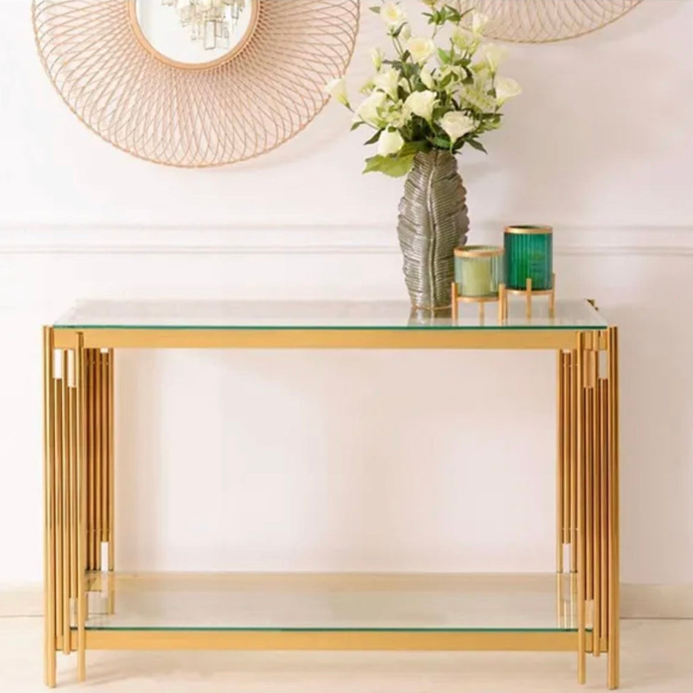 Medina tubular console table gold or chrome  reduced