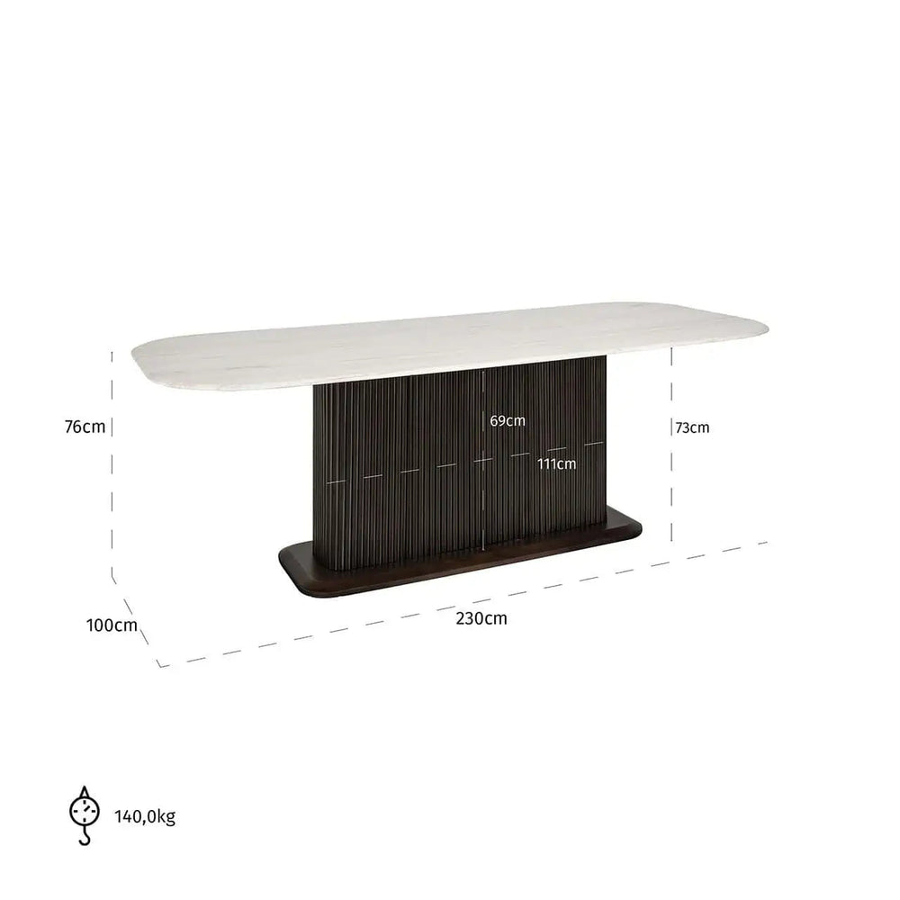 Meridian large Morchana marble dining table on stunning floating base