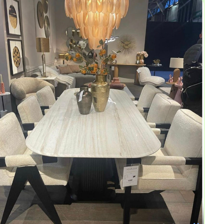 Meridian large Morchana marble dining table on stunning floating base