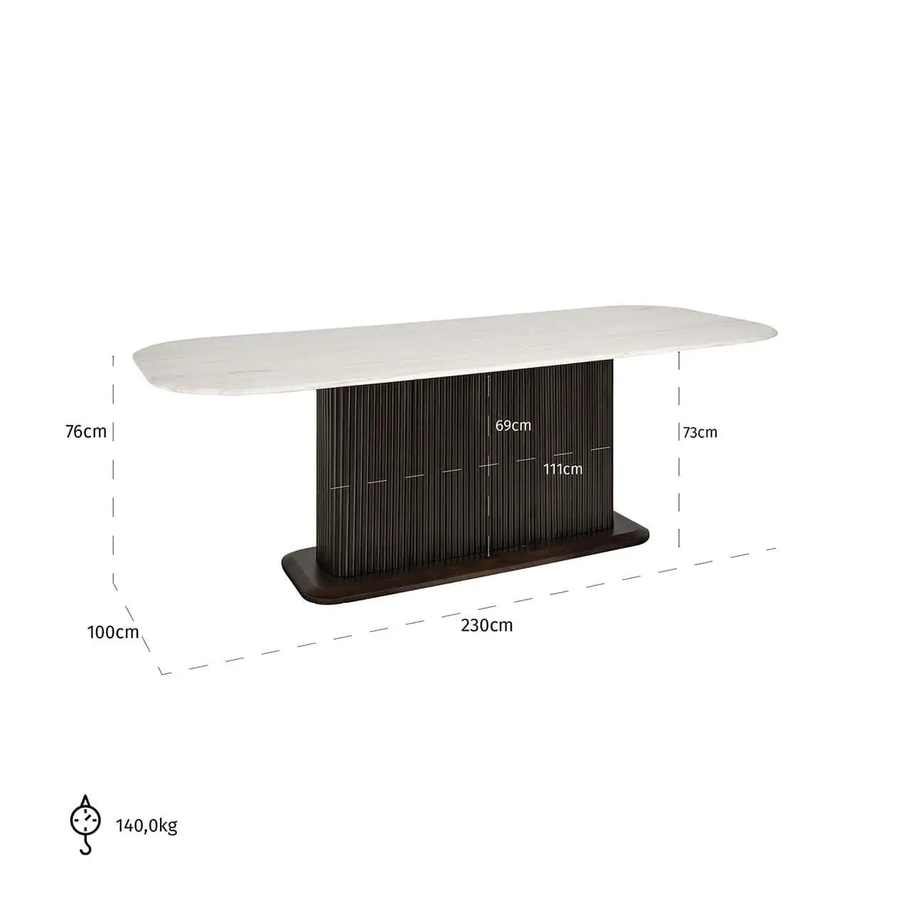 Meridian large Morchana marble dining table on stunning floating base-Renaissance Design Studio
