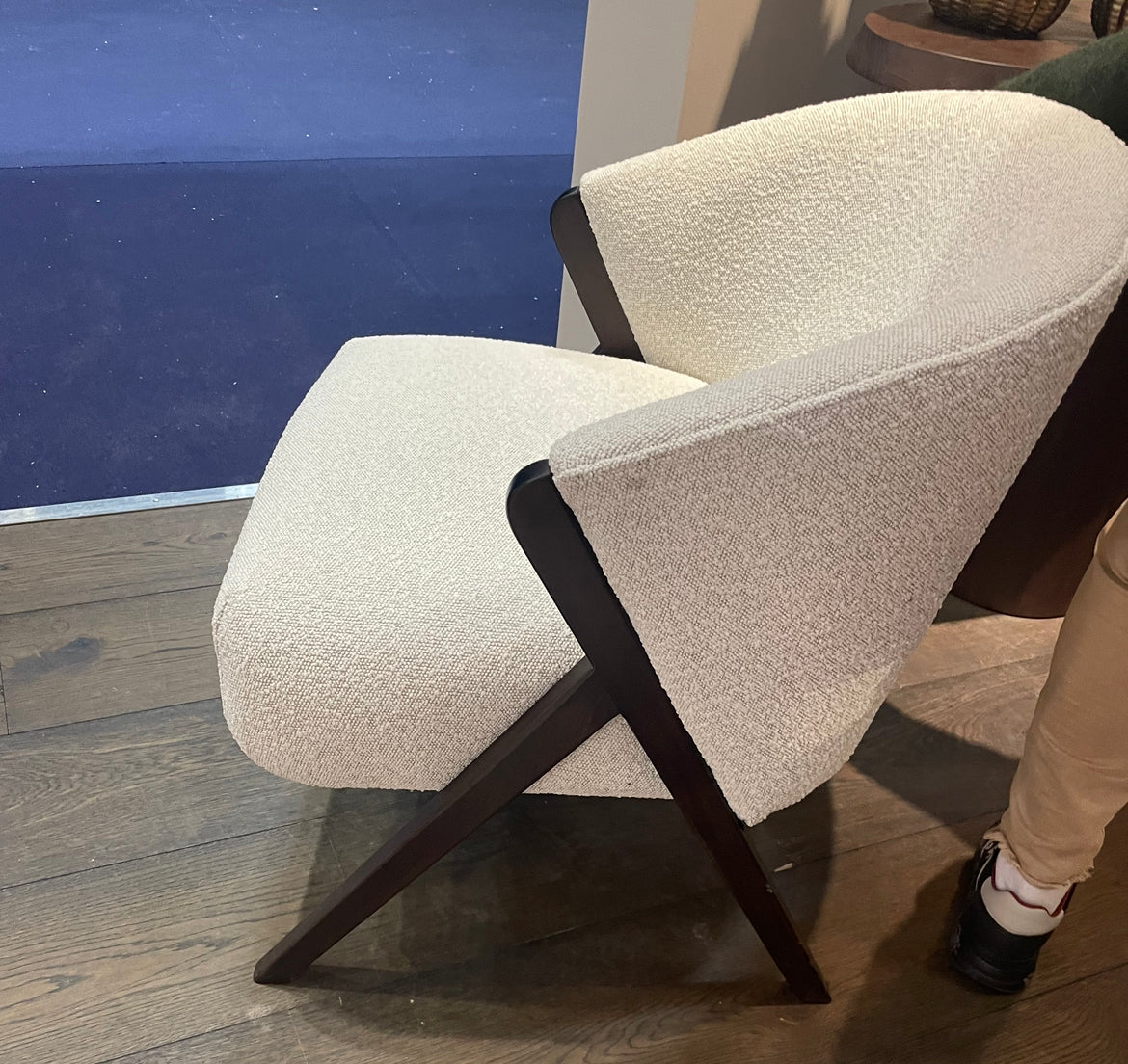 Mia occasional chair in white boucle-Renaissance Design Studio