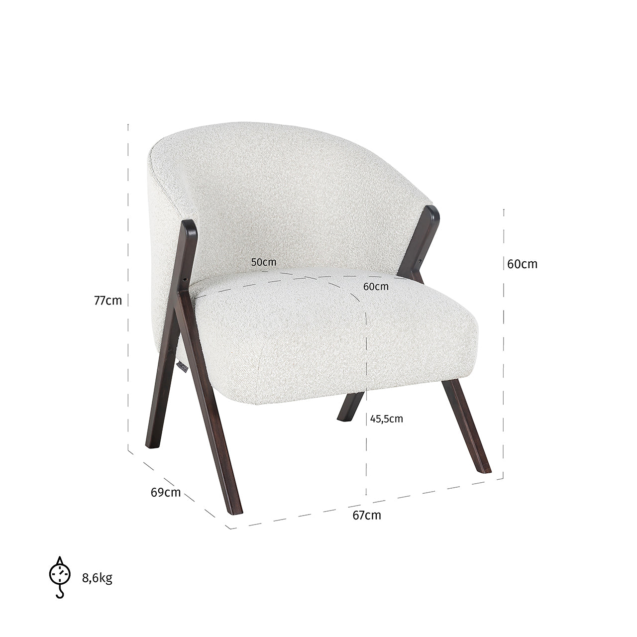 Mia occasional chair in white boucle-Renaissance Design Studio