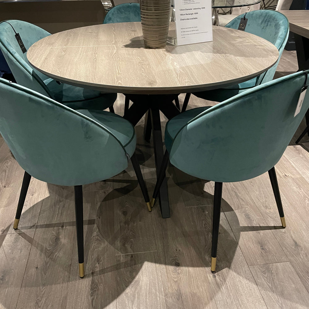 Mirabeau round dining table fixed top or extending