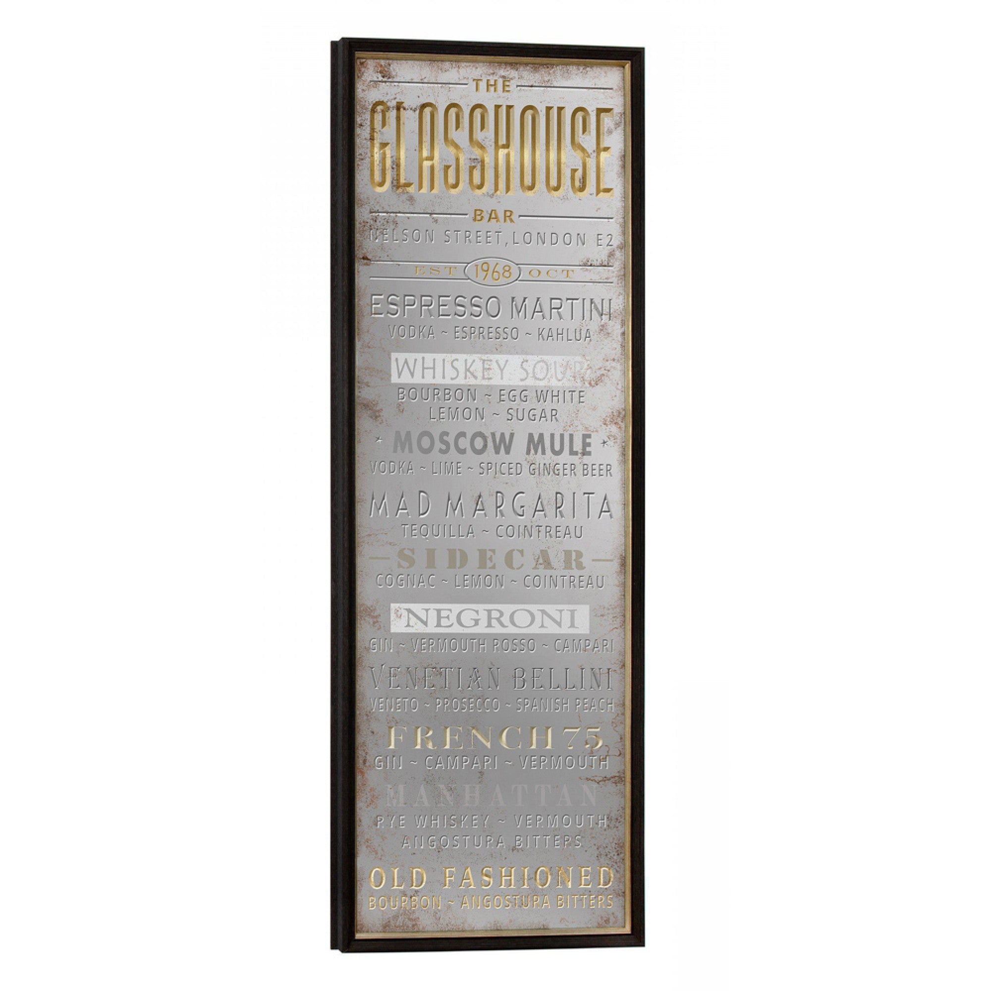 Mirror Sign Glasshouse Cocktail Menu-Renaissance Design Studio