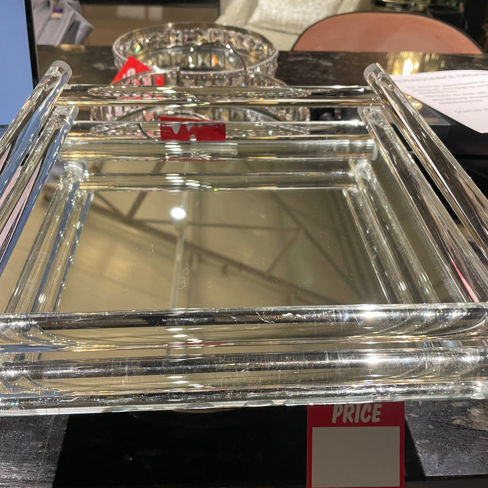 Mirrored  Square Tray w  acrylic  REDUCED