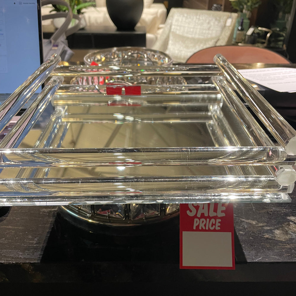 Mirrored  Square Tray w  acrylic  REDUCED