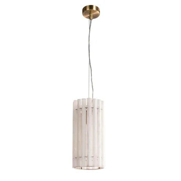Monaco pendant in brushed bronze and alabaster-Renaissance Design Studio