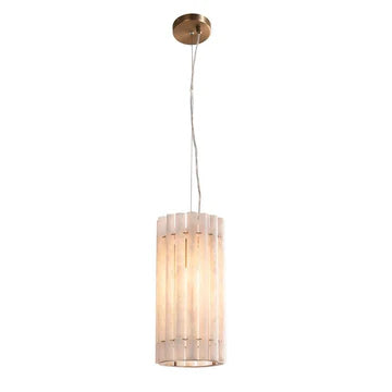 Monaco pendant in brushed bronze and alabaster-Renaissance Design Studio