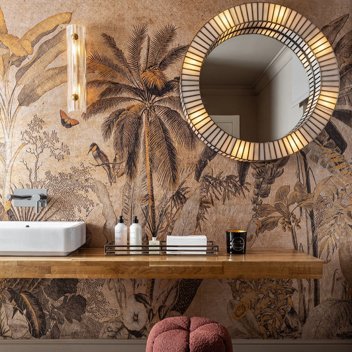 Monari Round Mirror by Eichholtz in antique brass-Renaissance Design Studio