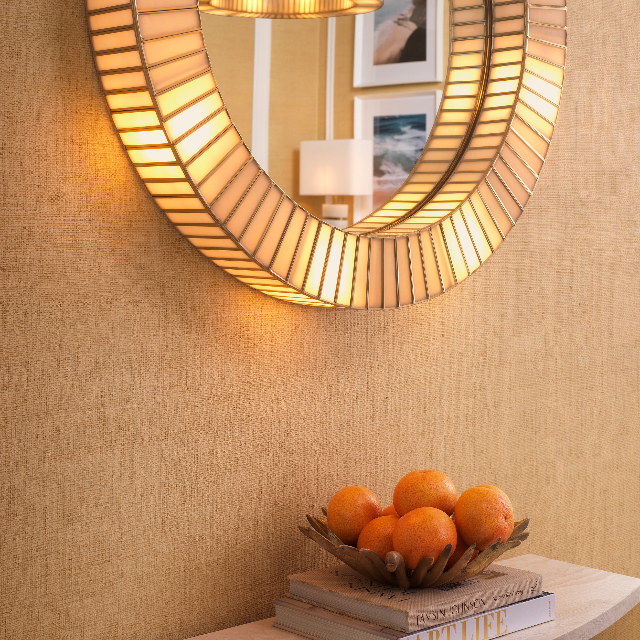 Monari Round Mirror by Eichholtz in antique brass-Renaissance Design Studio