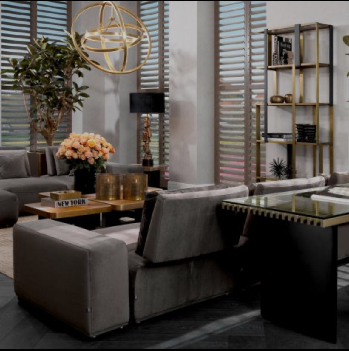 Mondial Modular Sofa with chaise by Eichholtz save up to 50% off ex display-Renaissance Design Studio