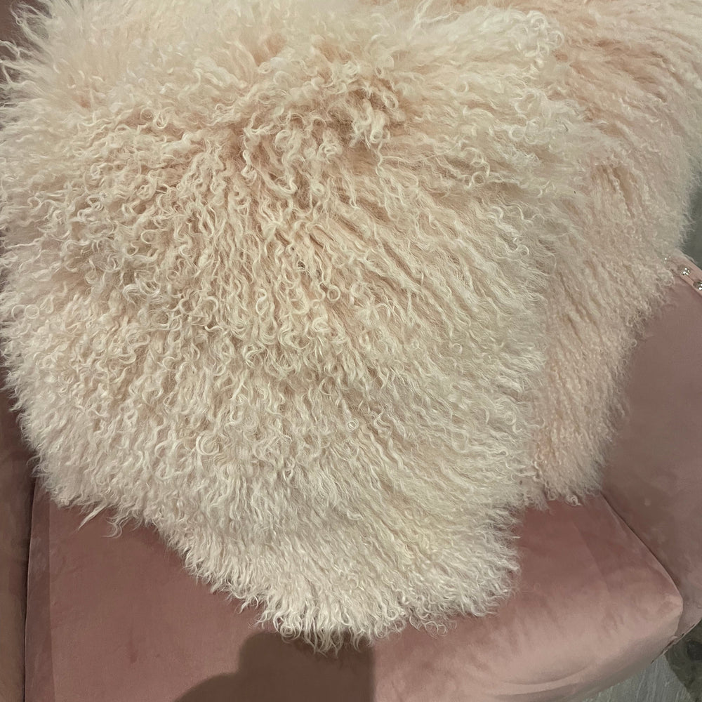 Mongolian lamb  blush filled  cushion