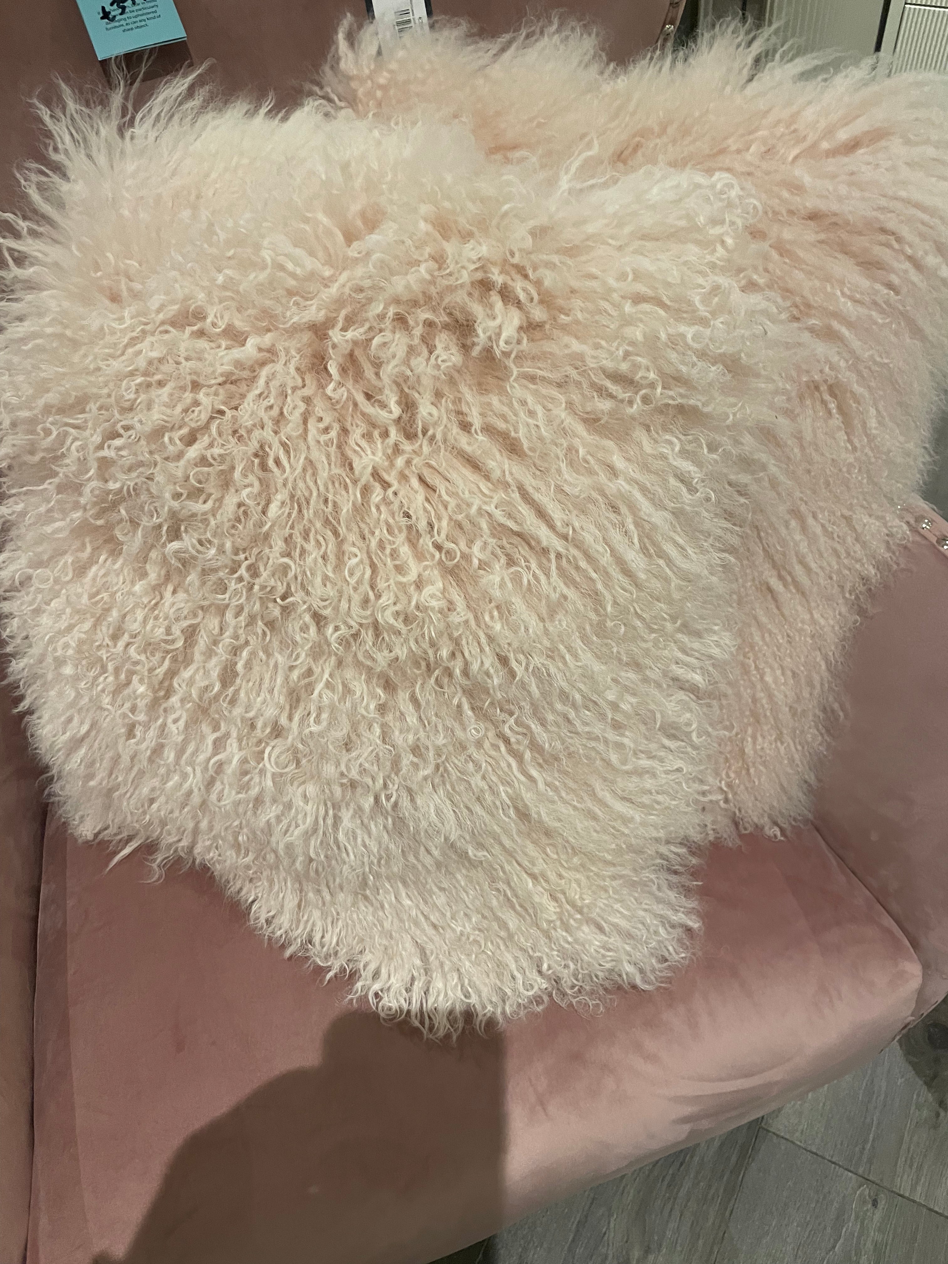 Mongolian Lamb Blush Filled Cushion-Renaissance Design Studio