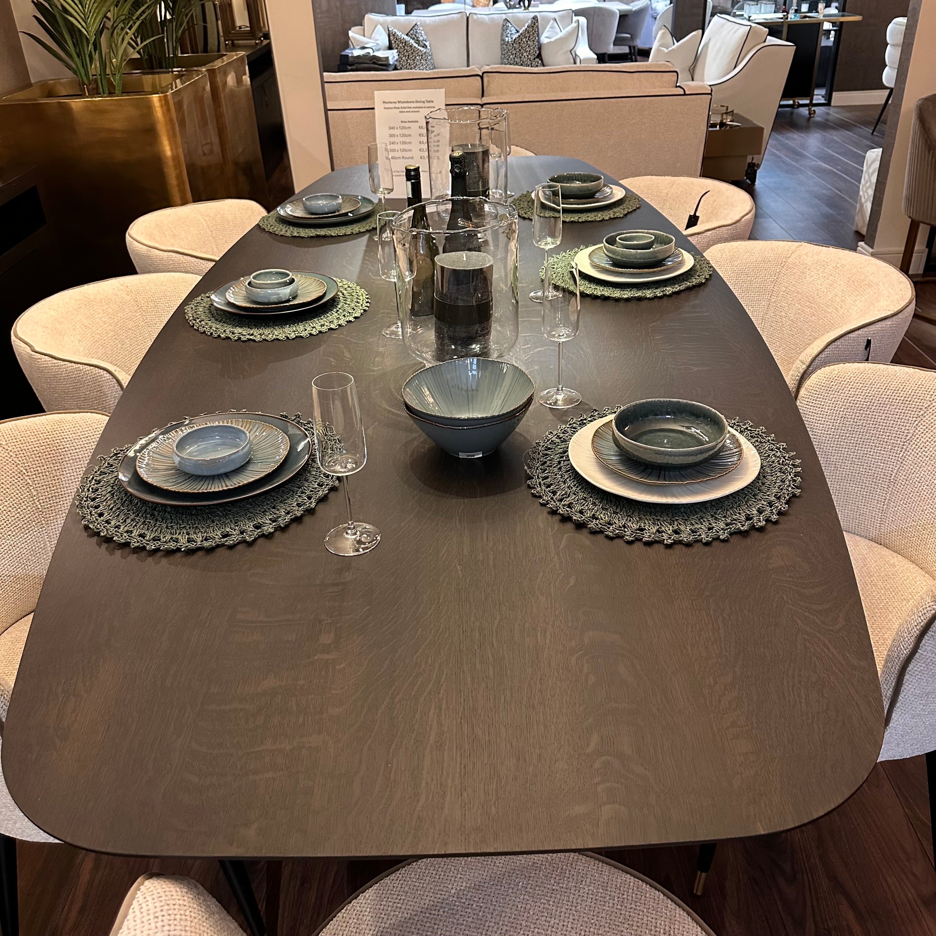 Monterey Whalebone extra width bespoke dining table with spider leg-Renaissance Design Studio
