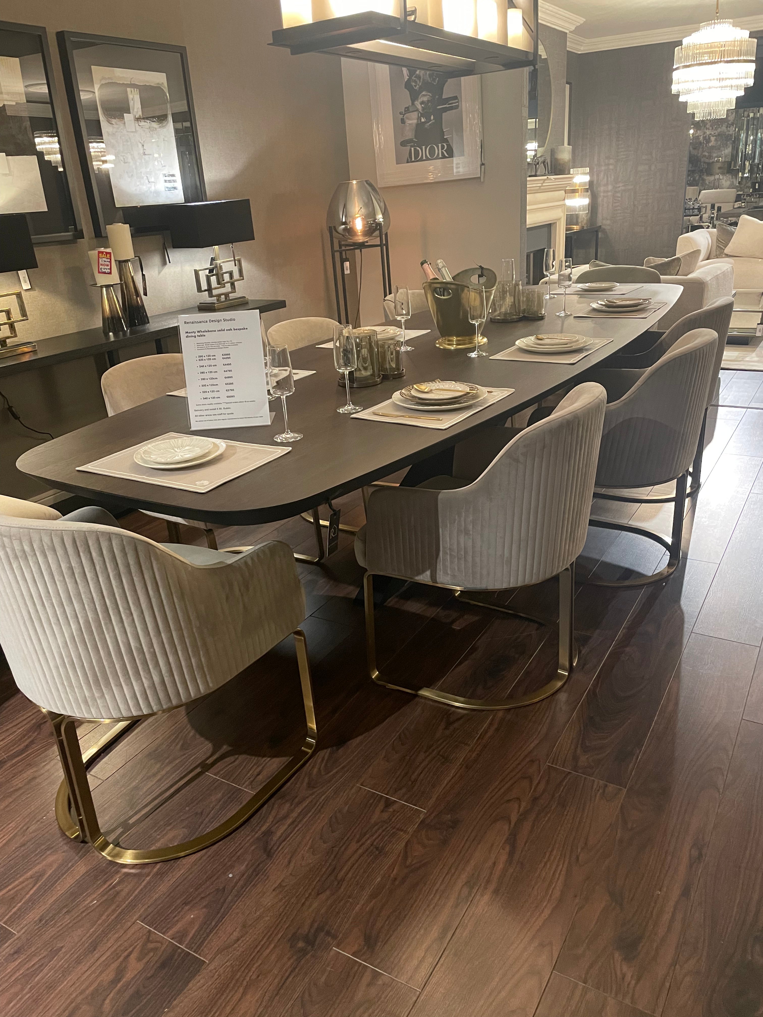 Monterey Whalebone extra width bespoke dining table with spider leg-Renaissance Design Studio