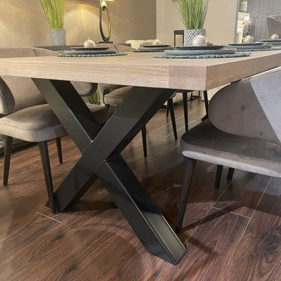 Montmarte  X Large  and wide herringbone oak  6 cm semi solid dining table REDUCED clearance almost half price