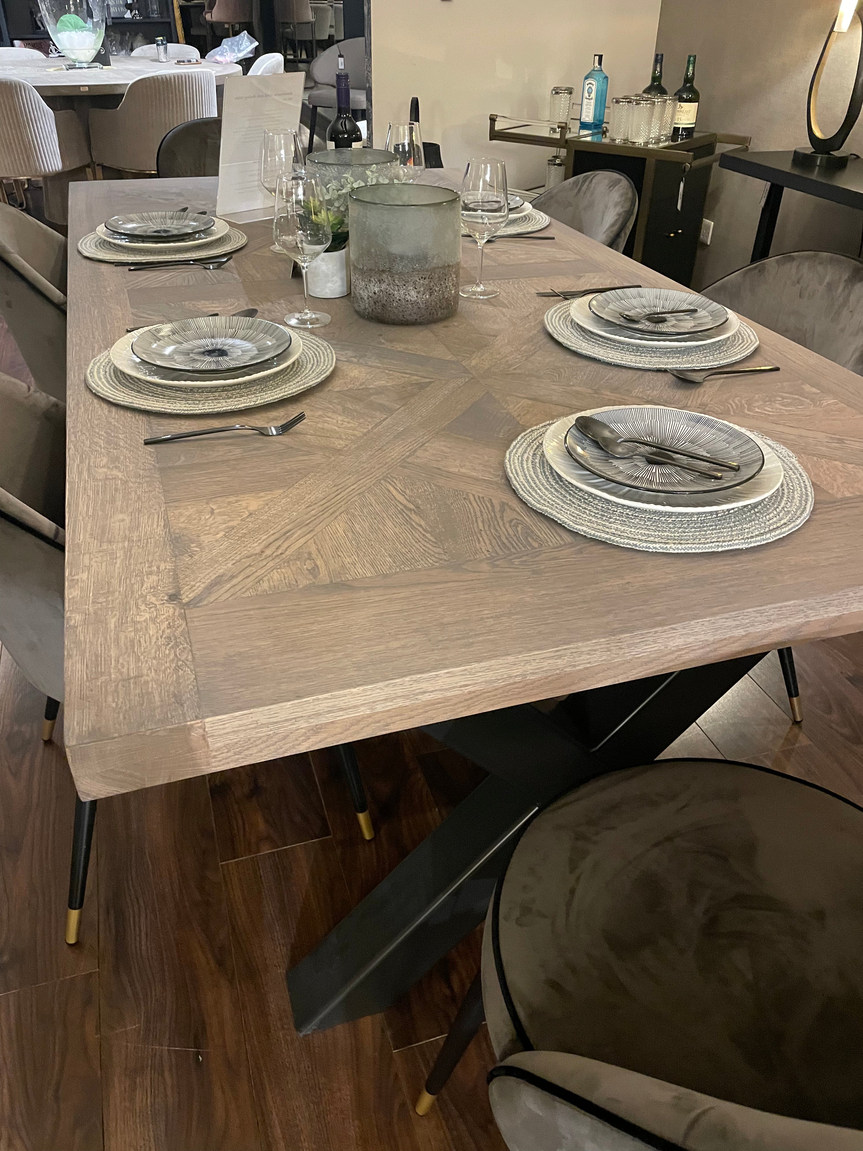 Montmarte X Large & Wide Herringbone Oak 6cm - Semi Solid Dining Table Reduced To Clear 1/2 Price-Renaissance Design Studio