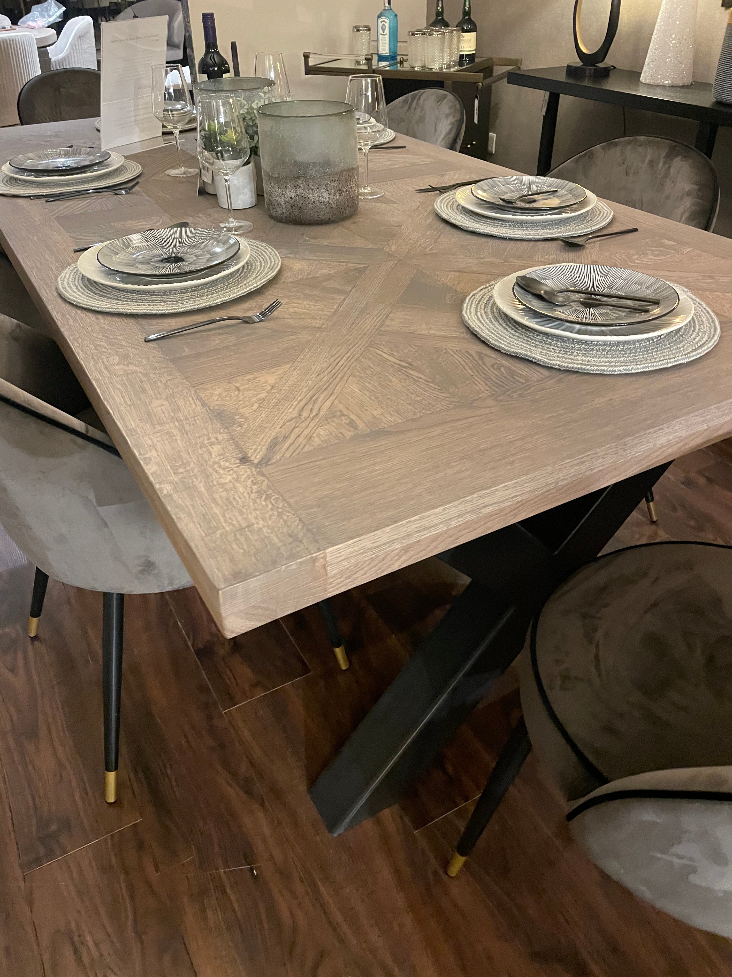 Montmarte X Large & Wide Herringbone Oak 6cm - Semi Solid Dining Table Reduced To Clear 1/2 Price-Renaissance Design Studio