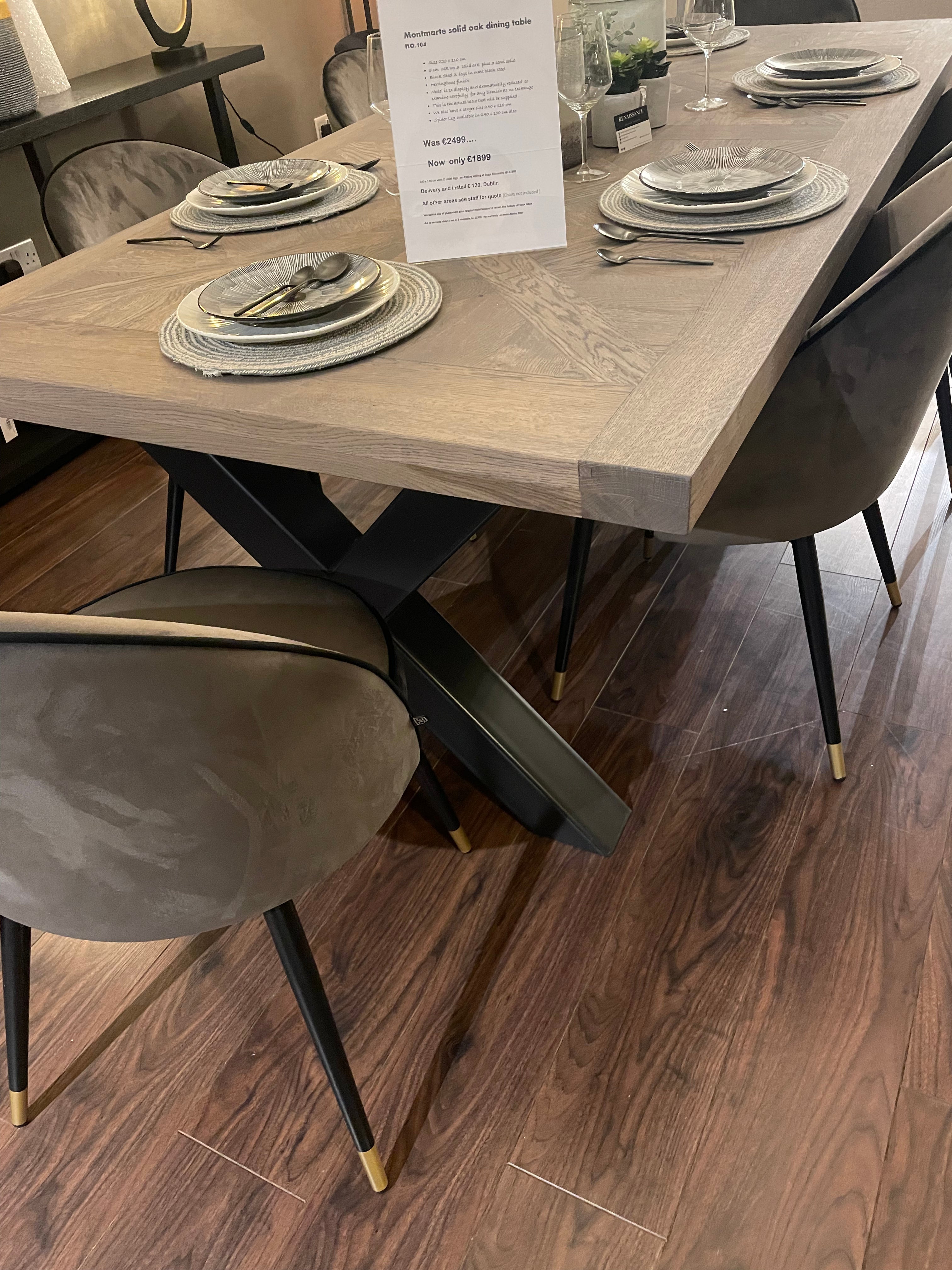 Montmarte X Large & Wide Herringbone Oak 6cm - Semi Solid Dining Table Reduced To Clear 1/2 Price-Renaissance Design Studio