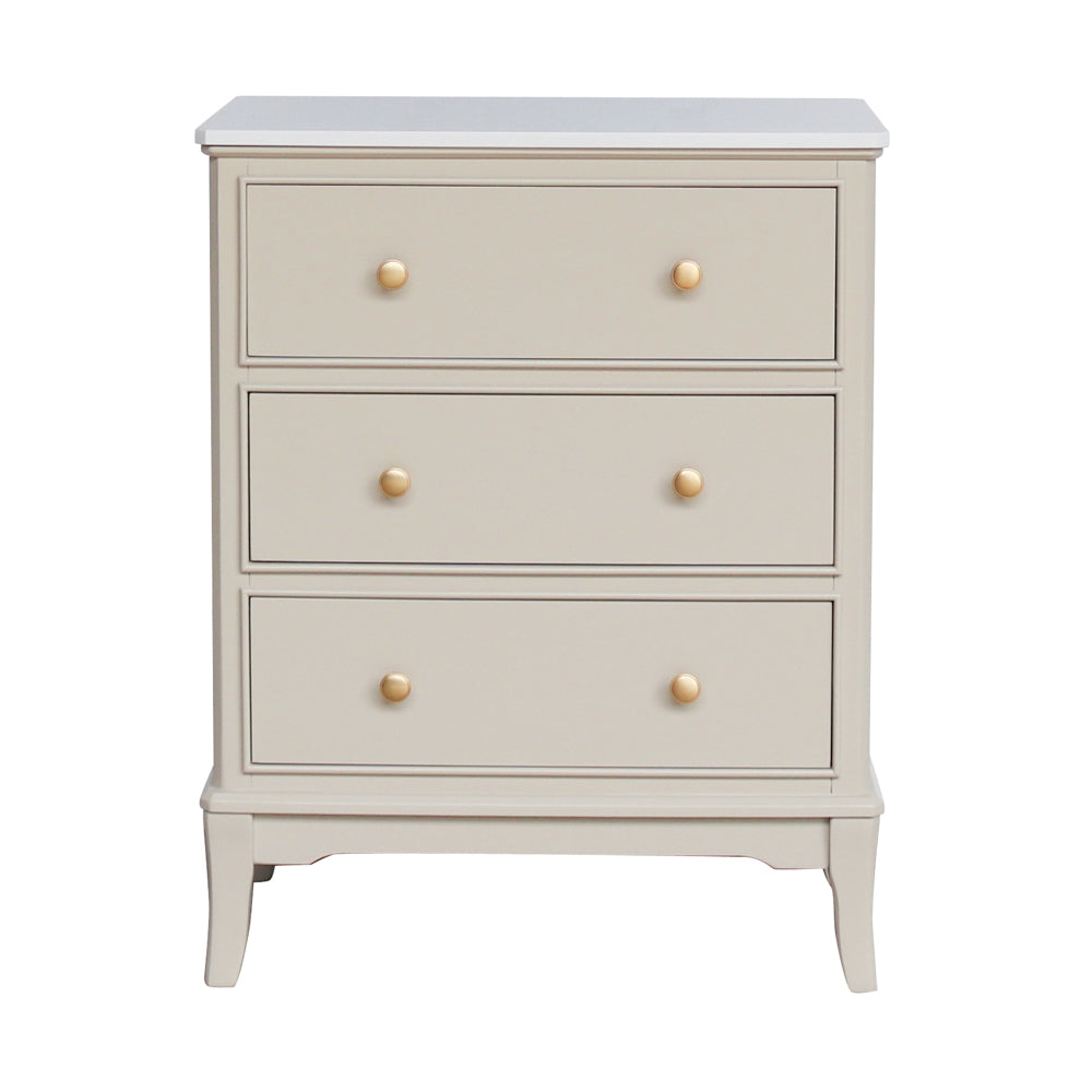 Monty 3 drawer locker bedside cabinet with marble top-Renaissance Design Studio