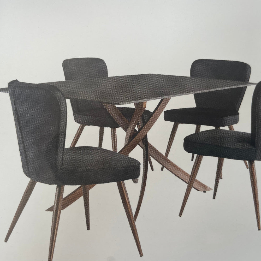 Monty dining table 180 cm black with brass colour legs