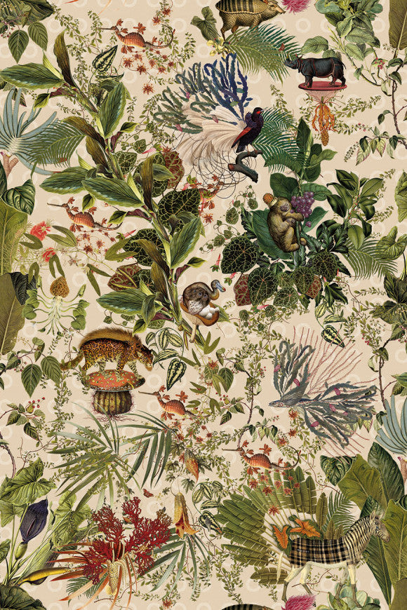Moooi Wallcovering Extinct Animals Menagerie of Extinct Animals Wallpaper By Arte-Renaissance Design Studio