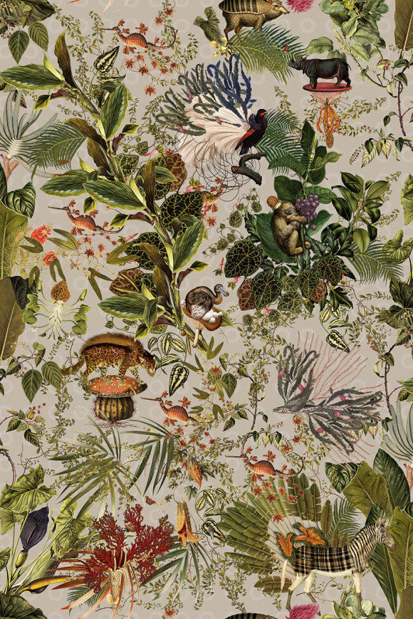 Moooi Wallcovering Extinct Animals Menagerie of Extinct Animals Wallpaper By Arte-Renaissance Design Studio