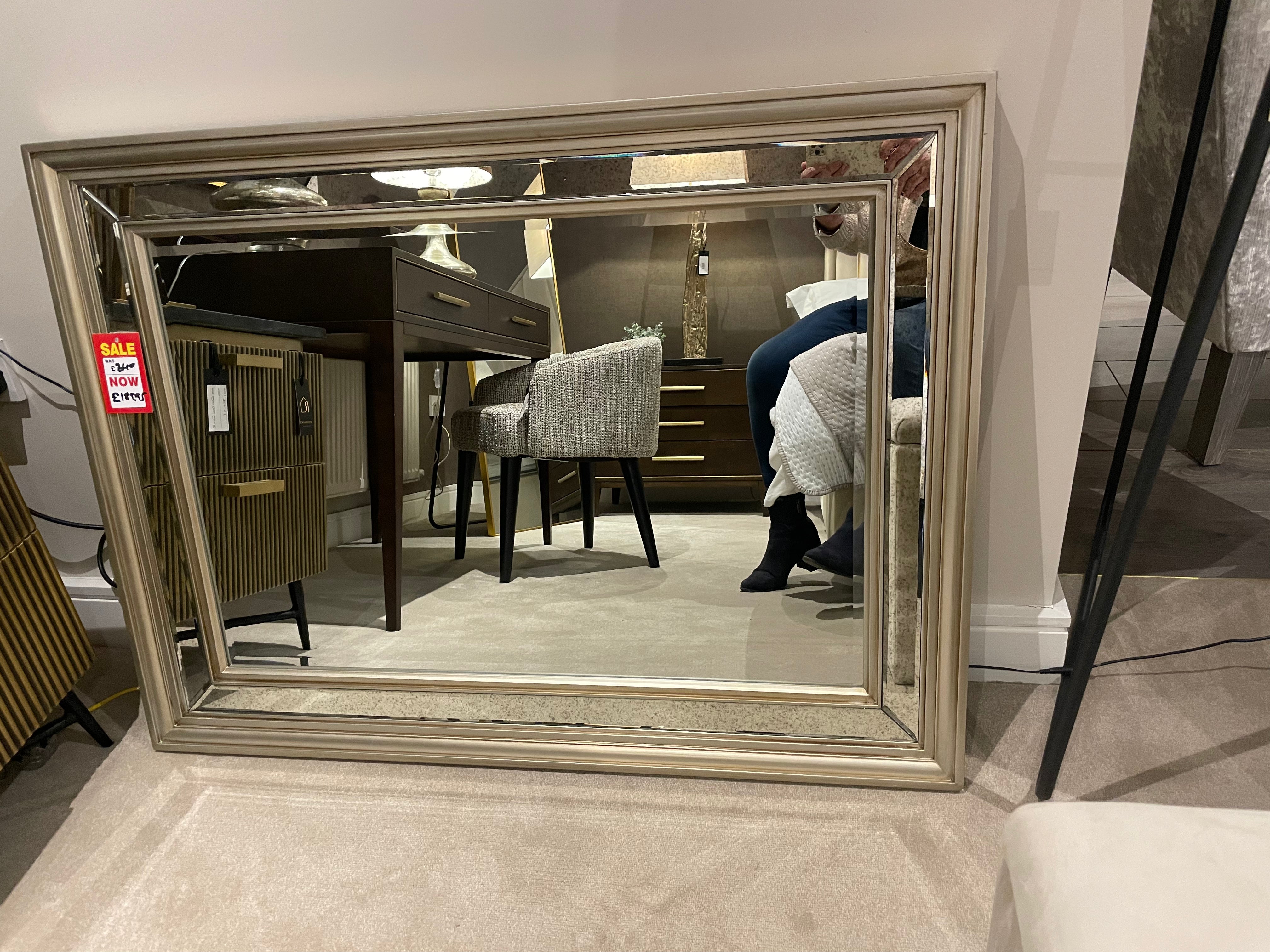 MqM mirror w antiqued glass in outer section reduced ex display-Renaissance Design Studio