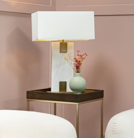 Nahanni White marble table lamp