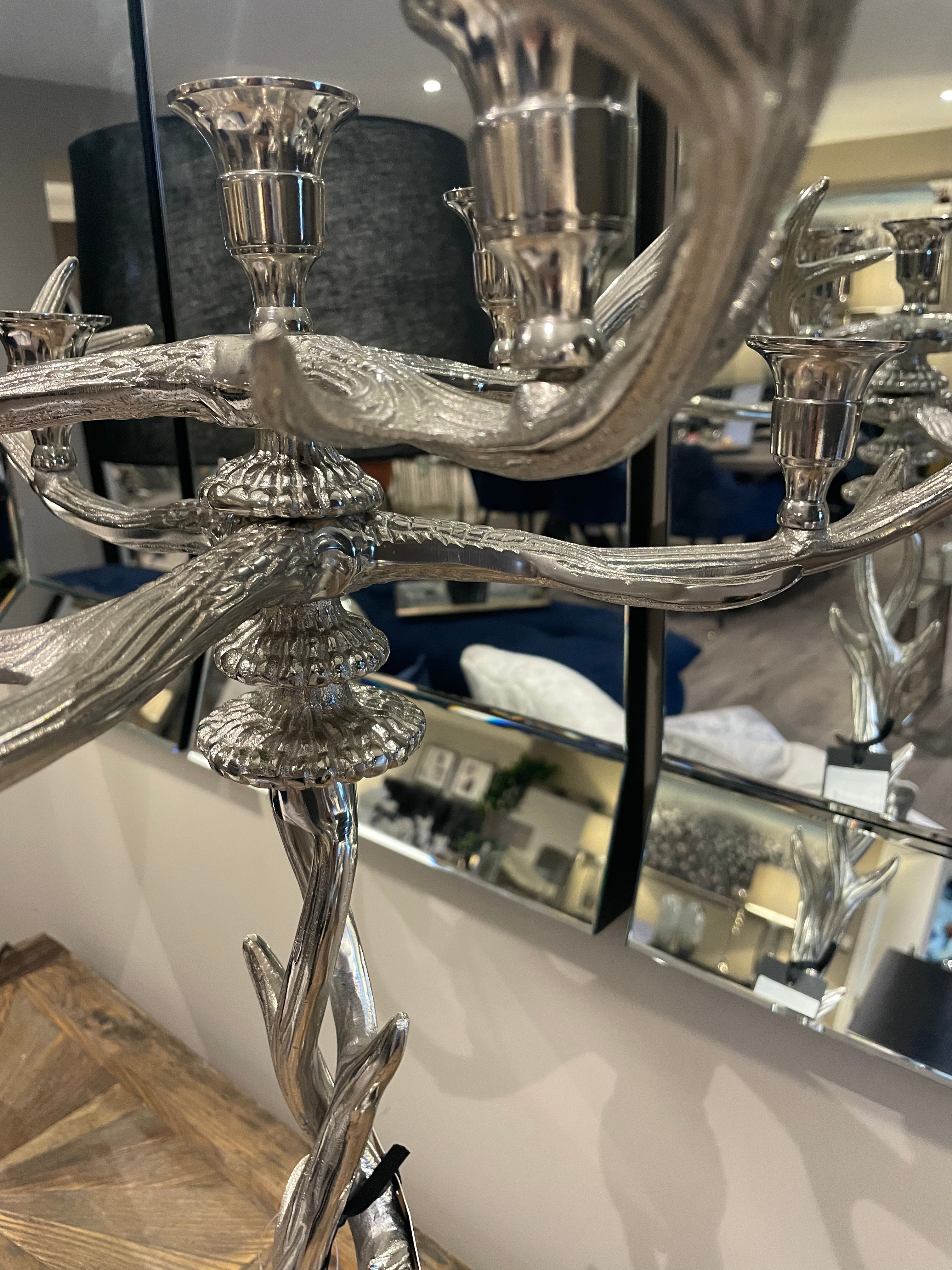 Nickel Antler Tall Candle Holder-Renaissance Design Studio