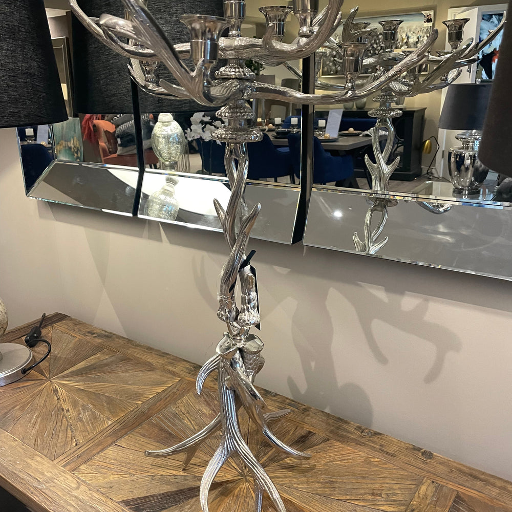 Nickel Antler Tall Candle Holder