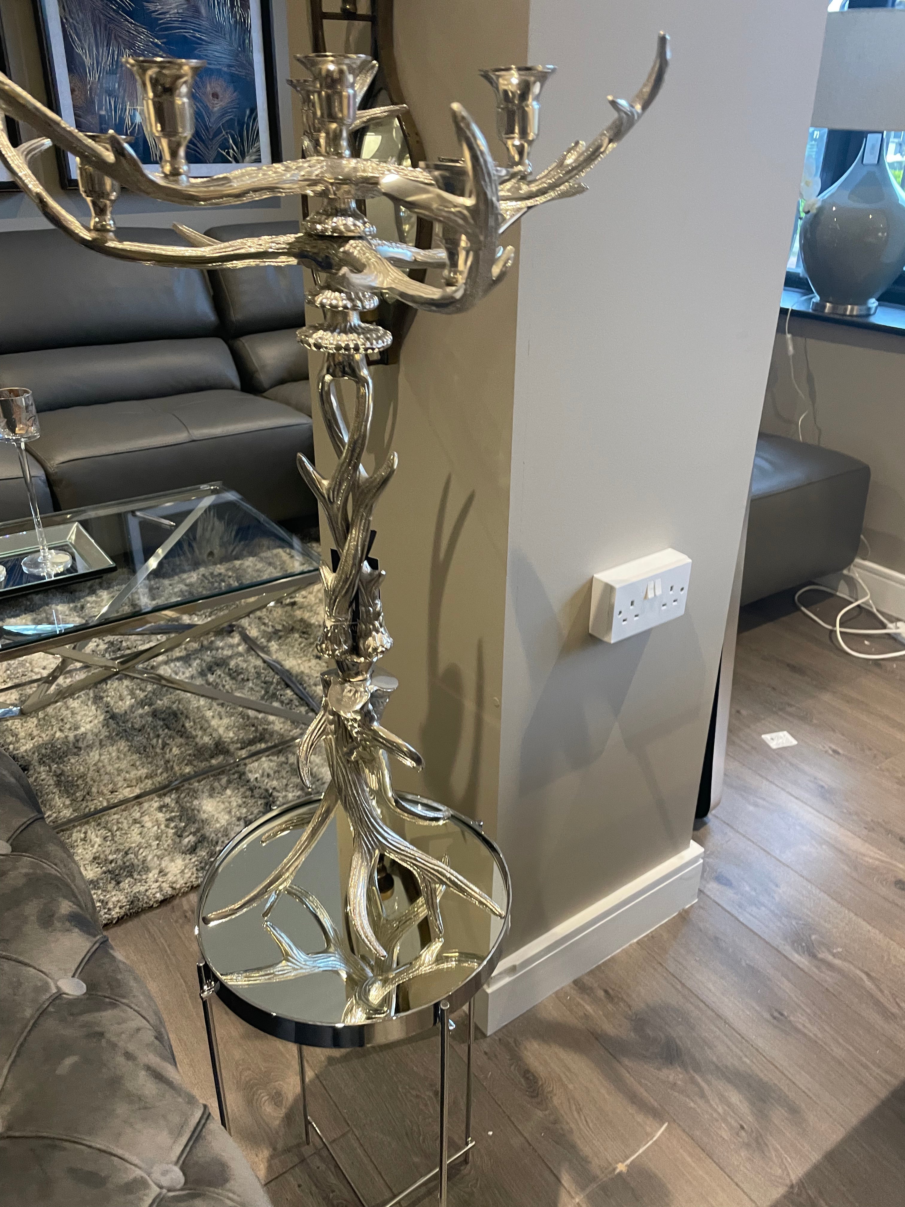 Nickel Antler Tall Candle Holder-Renaissance Design Studio