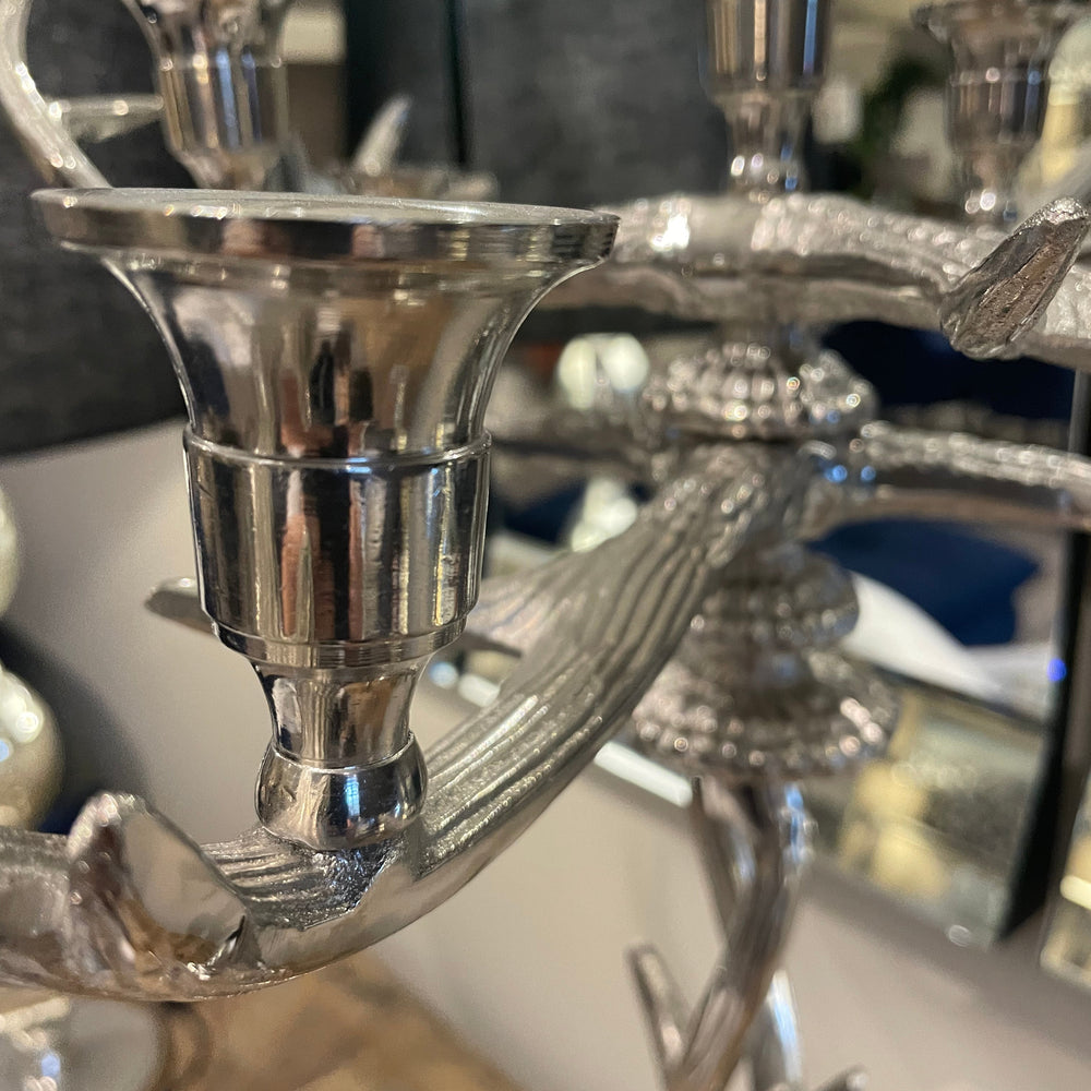 Nickel Antler Tall Candle Holder