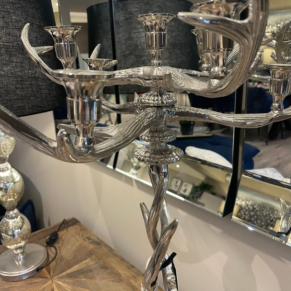 Nickel Antler Tall Candle Holder